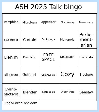 ASH 2025 Talk bingo