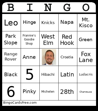 Ashley Bingo Card