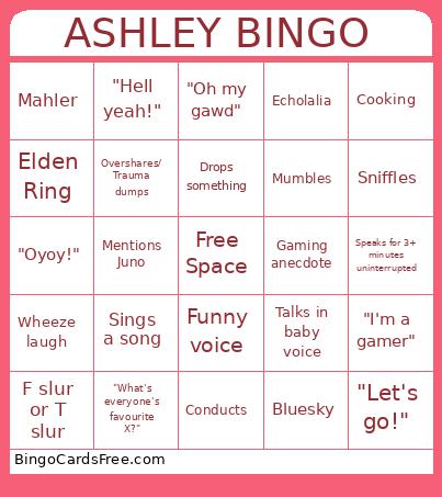 ASHLEY Bingo Card