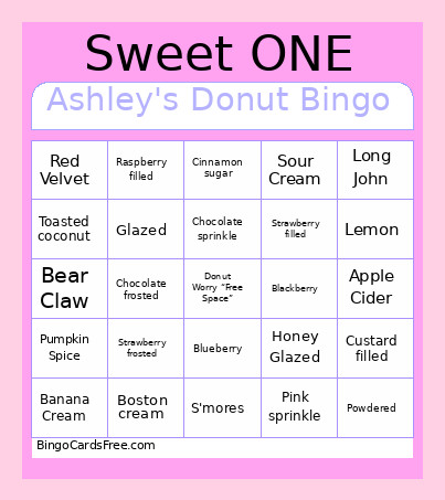 Ashley's Donut Bingo Card