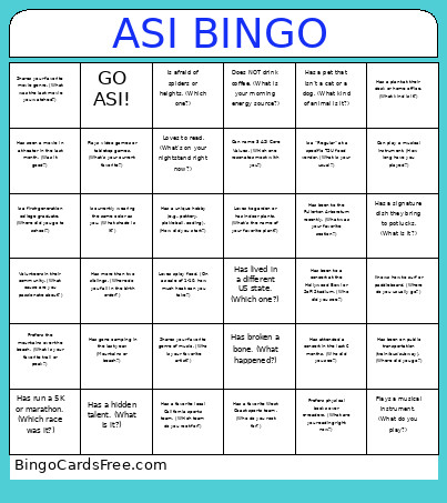 ASI Bingo Card