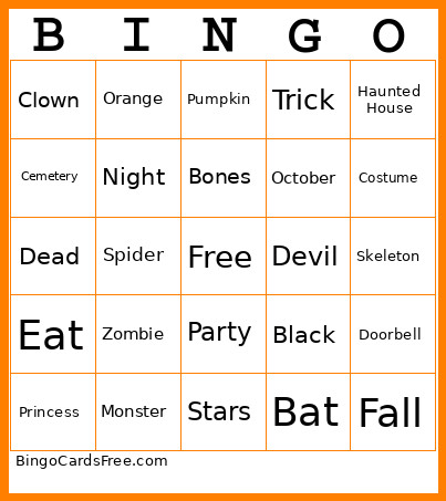 ASL Halloween Bingo Card