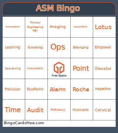 ASM Bingo Card