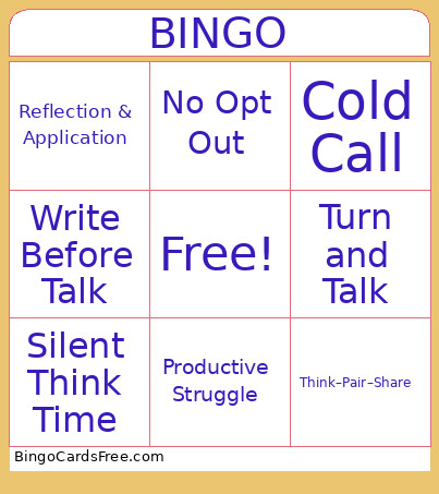 Aspects Of Rigor Bingo Card
