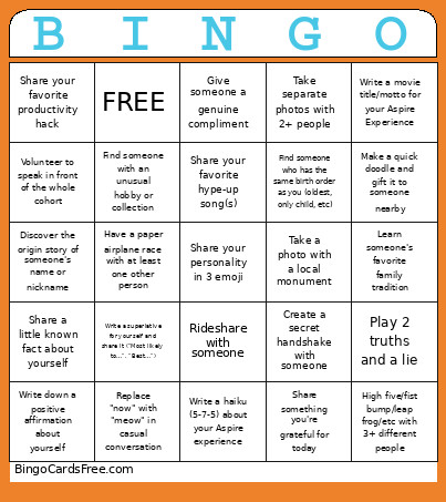 Aspire Bingo Card
