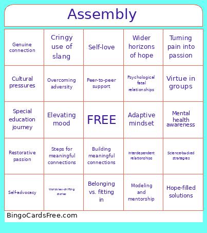 Assembly Bingo Card