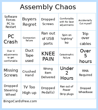 Assembly Chaos Bingo Card