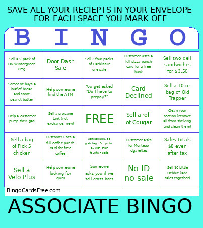 Associate 3 Bingo Card