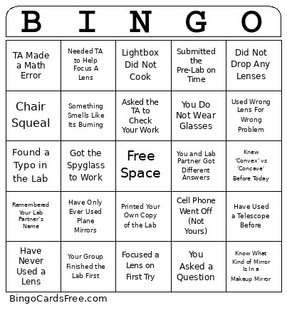 Astro 3 Lab 3 Bingo Card