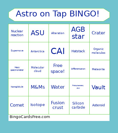 Astro On Tap ! Bingo Card