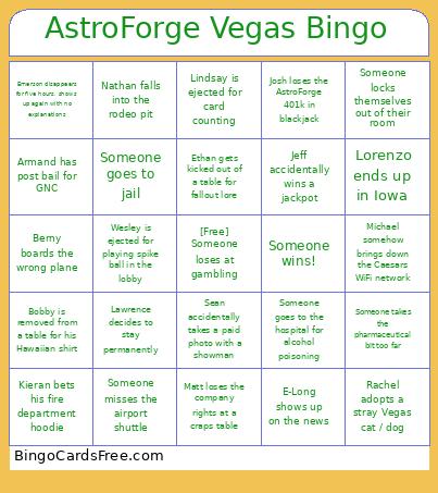 AstroForge Vegas Bingo Card