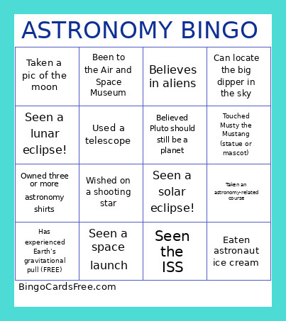 ASTRONOMY Bingo Card