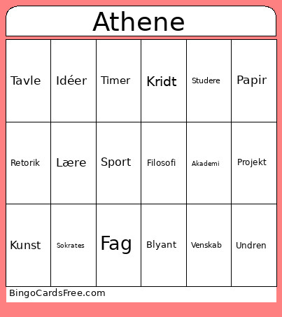 Athene 1 Bingo Card