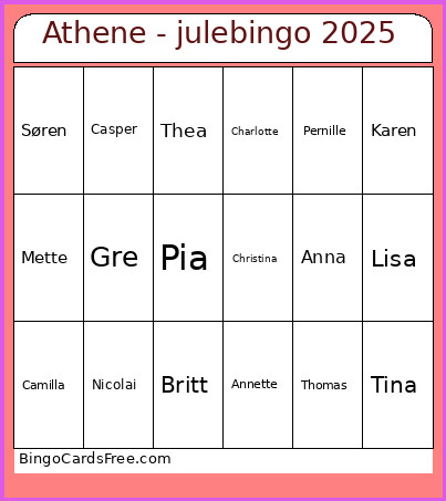 Athene - Jule 2025 Bingo Card