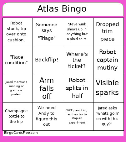 Atlas Lab Bingo Card