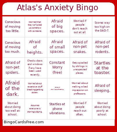 Atlas's Mental Health #2 Bingo Card