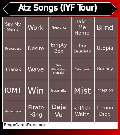 Atz Songs (IYF Tour)  Bingo