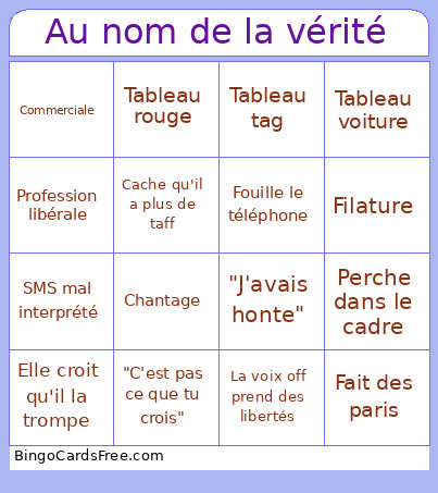 Au Nom De La Vérité Bingo Card
