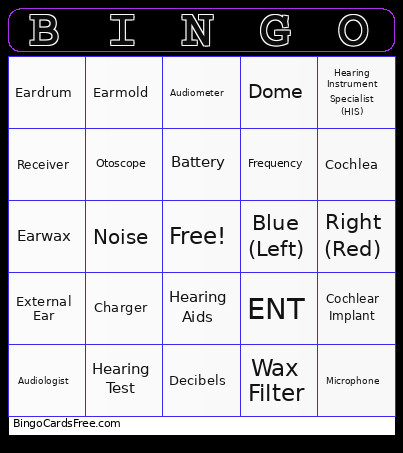 Audiology Bingo Card
