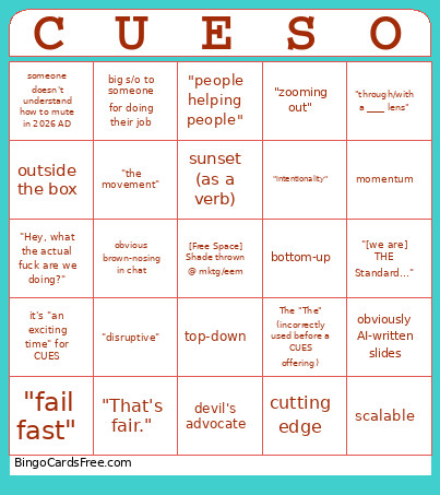 Aug - All Staff Bingo Card