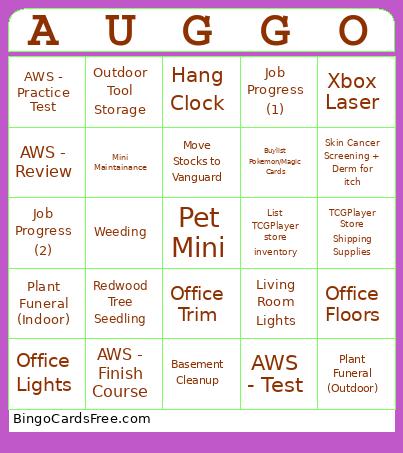 AUGGO Bingo Card