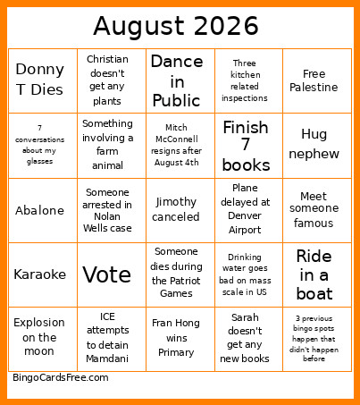 August 2026 Bingo Card