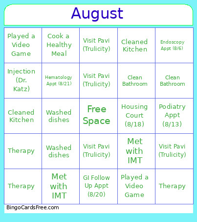 August Bingo Card