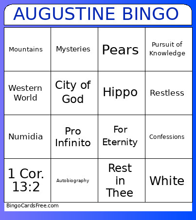Augustine Bingo Card
