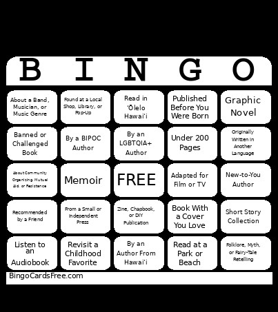 Aura Bora Bingo Card