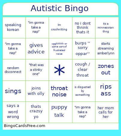 Autistic Bingo Card 2
