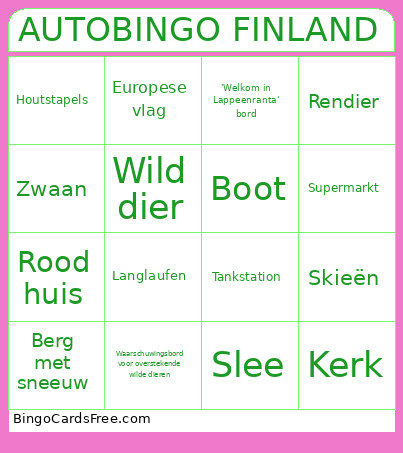 AUTO FINLAND Bingo Card
