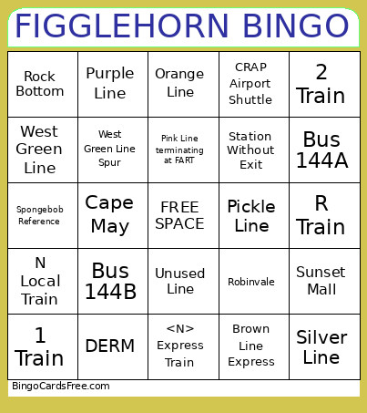 Automatic Transit Operations Of Figglehorn Bingo Card