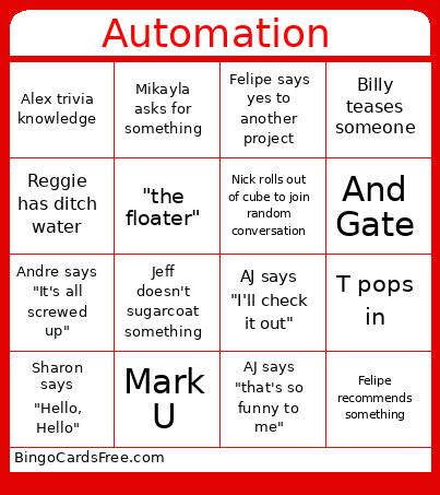 Automation Bingo Card