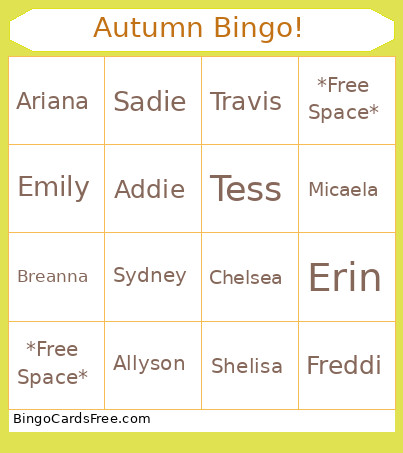 Autumn ! Bingo Card