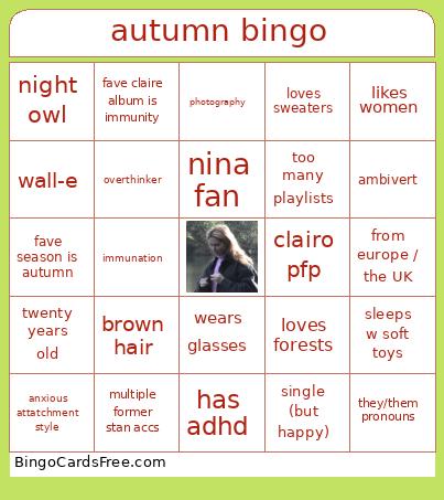 Autumn Bingo Card