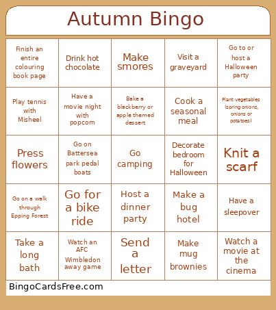 Autumn Bingo Card