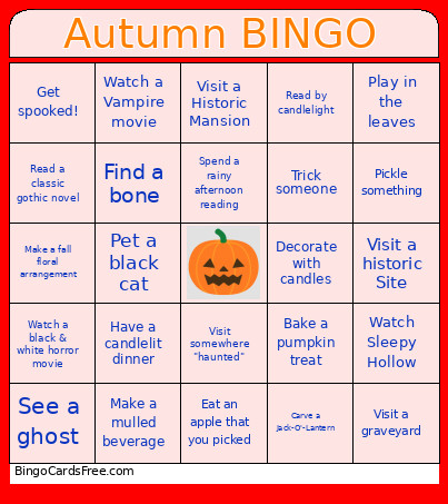 Autumn Bingo Card