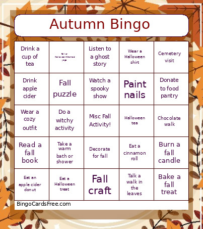 Autumn Bingo Card
