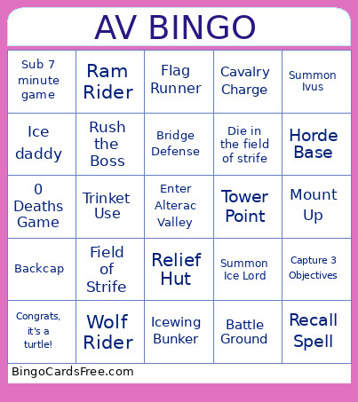 Av Bingo Card