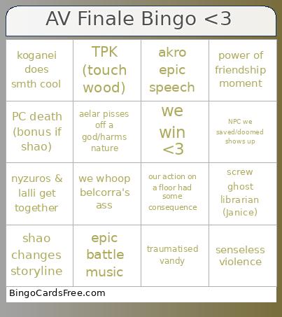 AV Finale Bingo <3