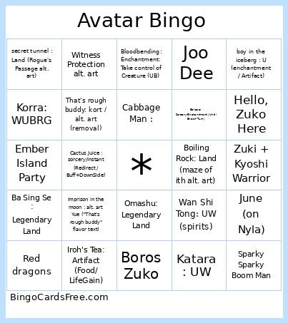 Avatar Bingo