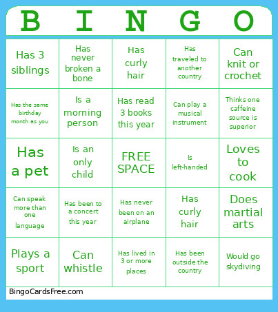AVHS Geo Bingo Card