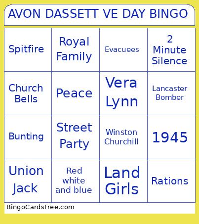 AVON DASSETT VE DAY BINGO