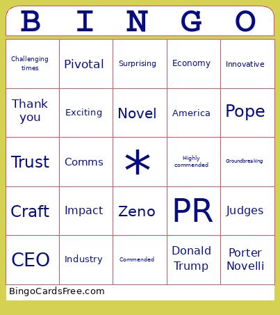 Awards Bingo Card