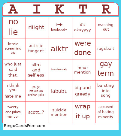 Awregwregawergaweg Bingo Card