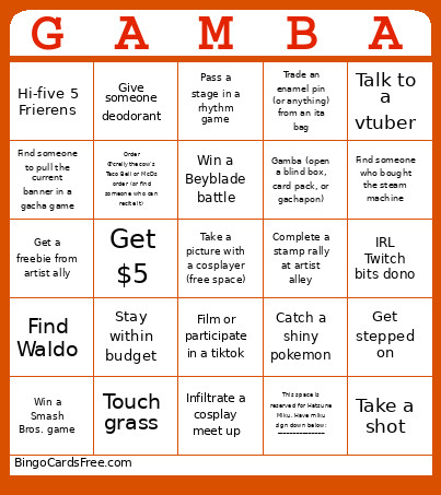 AX Bingo Card