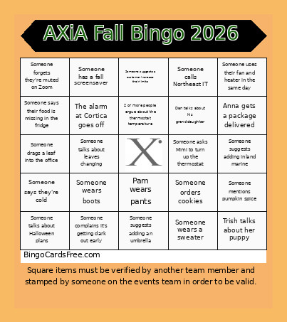 AXiA Fall 2026 Bingo Card
