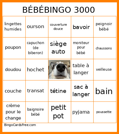 BÉBÉ 3000 Bingo Card