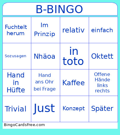 B- Bingo Card