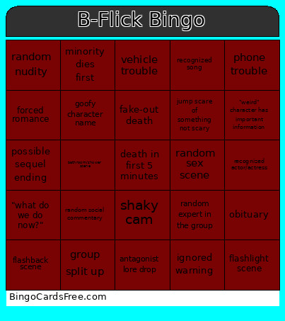B-Flick Bingo Card